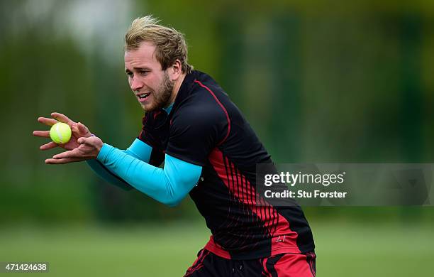 Gloucester scrum half Dan Robson in action during Gloucester Rugby open training ahead of their European Challenge Cup final against Edinburgh on...