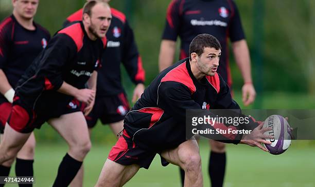 Gloucester wing Jonny May in action during Gloucester Rugby open training ahead of their European Challenge Cup final against Edinburgh on friday, at...