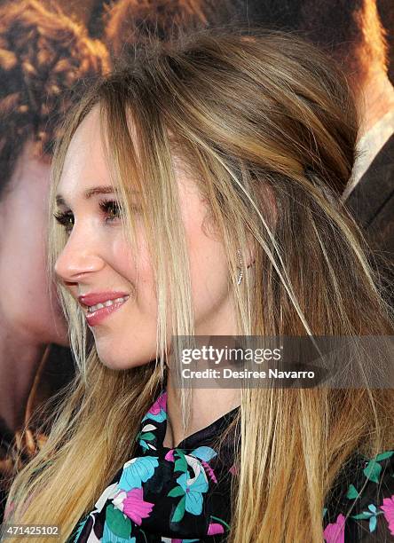 Actress Juno Temple, hair detail, attends the New York special screening of 'Far From The Madding Crowd' at The Paris Theatre on April 27, 2015 in...