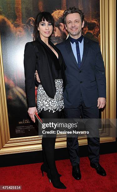 Sarah Silverman and actor Michael Sheen attend the New York special screening of 'Far From The Madding Crowd' at The Paris Theatre on April 27, 2015...