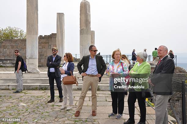 German Minister of State Maria Bohmer , the chairperson of the World Heritage Committee of UNESCO, is seen next to the head of German Archaeological...