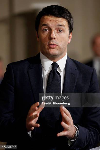 Matteo Renzi, Italy's incoming prime minister, speaks during a news conference to announce the names of the cabinet ministers that will form Italy's...