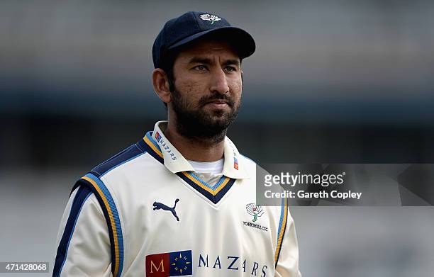 Cheteshwar Pujara of Yorkshire during day three of the LV County Championship Division One match between Yorkshire and Warwickshire at Headingley on...