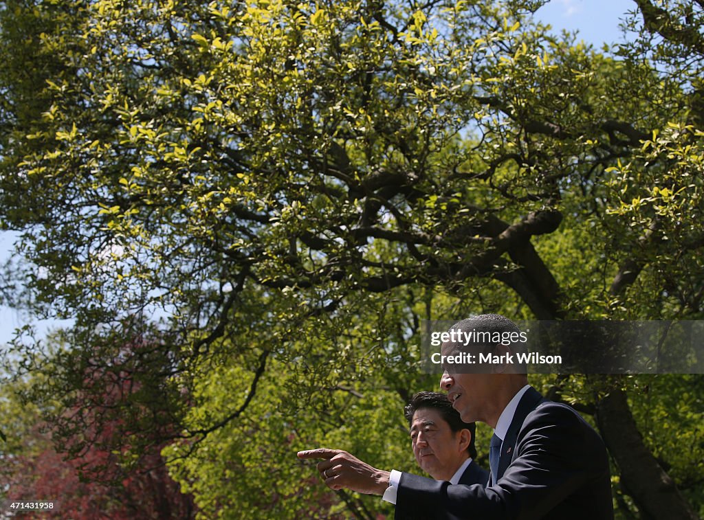 President Obama And Japan's Prime Minister Shinzo Abe Hold Joint News Conference