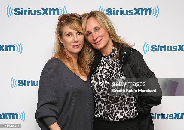 Ramona Singer and Sonja Morgan visit at SiriusXM Studios on April 28, 2015 in New York City.