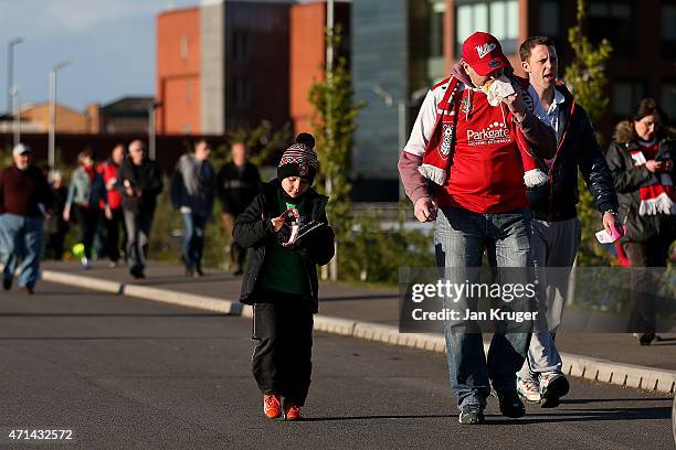Supporters arrive at the ground ahead of the Sky Bet Championship match between Rotherham United and Reading at The New York Stadium on April 28,...
