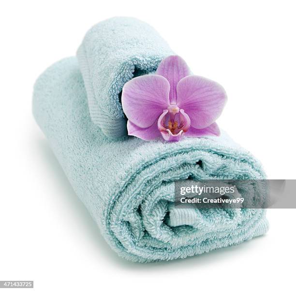 spa bath towels - bath isolated stock pictures, royalty-free photos & images