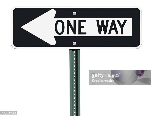 one way left sign isolated - one direction stock pictures, royalty-free photos & images