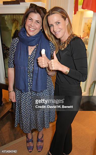 Kirstie Allsopp and India Hicks attend the book launch party for "India Hicks: Island Style" at Ralph Lauren Fulham Road on April 28, 2015 in London,...