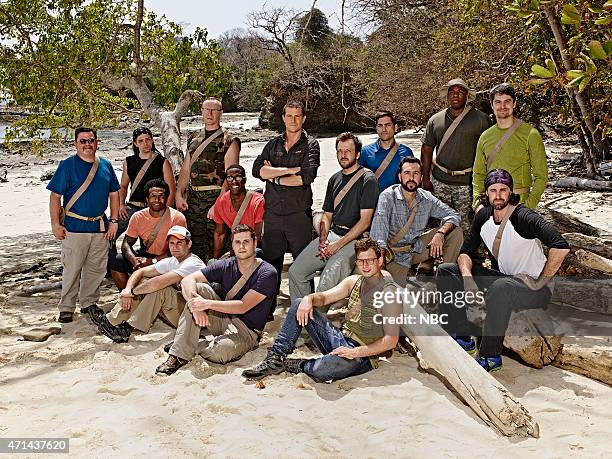 Pictured: James Murray, Taylor Cole, Davion Peterson, Rob Brothers, Michael Rossini, Trey Williams, Dakota Mortensen, Bear Grylls, Richard Smith,...