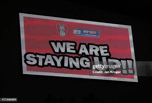 Sign confirming the outcome is displayed after the final whistle during the Sky Bet Championship match between Rotherham United and Reading at The...