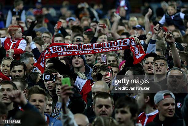 Fans invade the pitch at the final whistle during the Sky Bet Championship match between Rotherham United and Reading at The New York Stadium on...