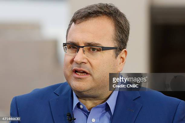 Pictured: Reid Hoffman, co-founder of LinkedIn, in an interview at CNBC's San Francisco bureau, on April 28, 2015 --