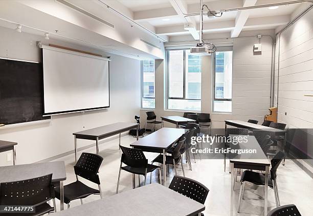 small modern university classroom - classroom wide angle stock pictures, royalty-free photos & images