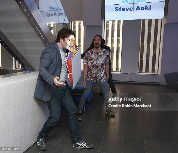 SiriusXM host Kid Kelly and Steve Aoki visit at SiriusXM Studios on April 28, 2015 in New York City.