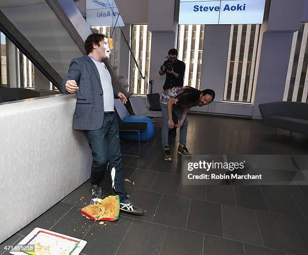 SiriusXM host Kid Kelly and Steve Aoki visit at SiriusXM Studios on April 28, 2015 in New York City.