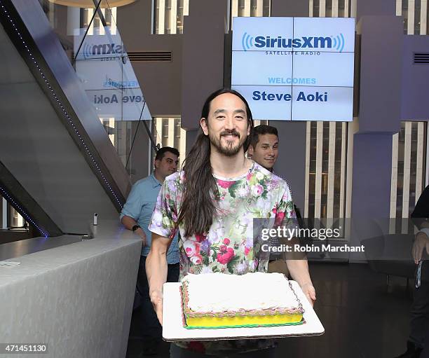 Steve Aoki visits at SiriusXM Studios on April 28, 2015 in New York City.