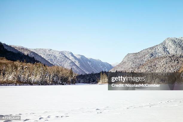 jacques-cartier national park winter landscape - quebec landscape stock pictures, royalty-free photos & images