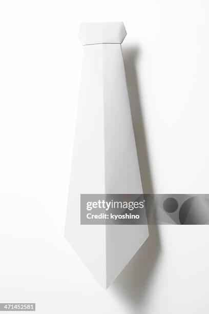 isolated shot of blank origami necktie on white background - neckwear stock pictures, royalty-free photos & images