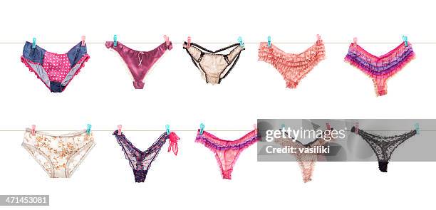 sexy unterwäsche abgesteckter auf waschen linie - tanga stock-fotos und bilder