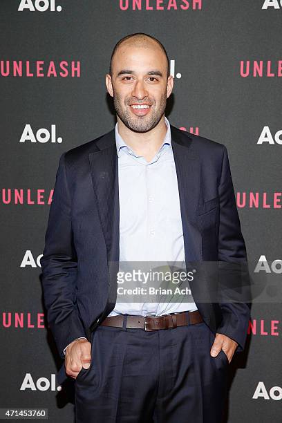 Professional hockey player Scott Gomez attends the AOL 2015 Newfront on April 28, 2015 in New York City.