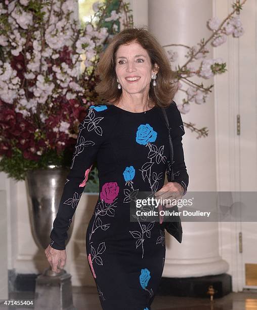 Caroline Kennedy, U.S. Ambassador to Japan, arrives for the state dinner in honor of Japanese Prime Minister Shinzo Abe and wife Akie Abe April 28,...