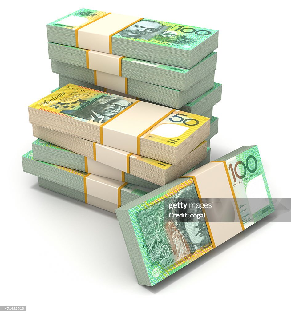 Stack of Australian Dollar bills.