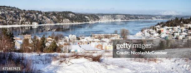 saguenay river panorama winter - winter quebec stock pictures, royalty-free photos & images