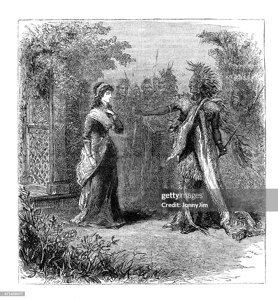European Lady meeting native Martha's Vineyard USA from 1880 journal