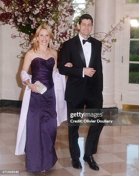 Rep. Paul Ryan and wife Janna Ryan arrive for the state dinner in honor of Japanese Prime Minister Shinzo Abe and wife Akie Abe April 28, 2015 at the...