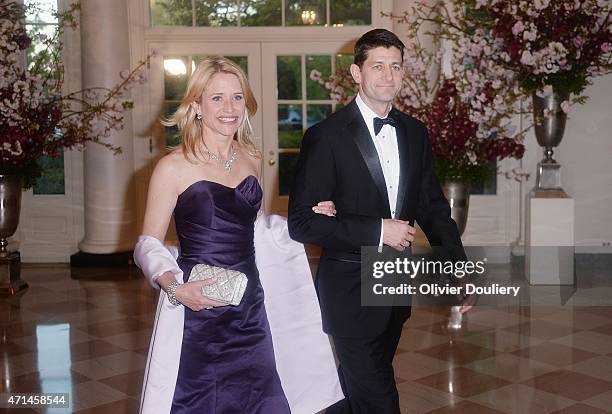 Rep. Paul Ryan and wife Janna Ryan arrive for the state dinner in honor of Japanese Prime Minister Shinzo Abe and wife Akie Abe April 28, 2015 at the...