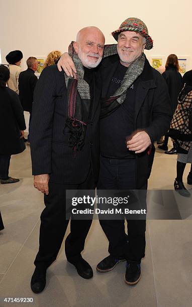 Francesco Clemente ; Ron Arad attend a private view of "Emblems of Transformation" by artist Francesco Clemente at Blain Southern on April 28, 2015...