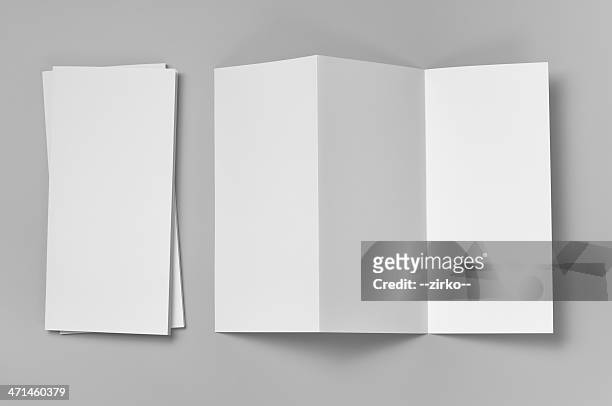 branco flyer, 6-página, z-fold (acordeão - blank page imagens e fotografias de stock