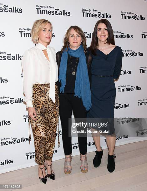 Actress Kristen Wiig, director Shira Piven and New York Times culture reporter Cara Buckley attend TimesTalks presents an evening with Kristen Wiig...