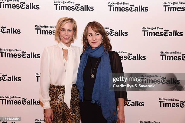 Kristen Wiig and Shira Piven attend TimesTalks Presents an Evening With Kristen Wiig and Shira Piven at Times Center on April 28, 2015 in New York...