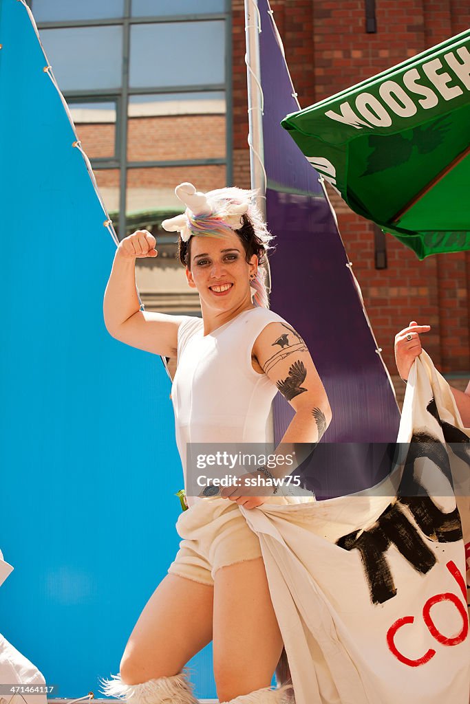 Flexing Pride Parade Participant