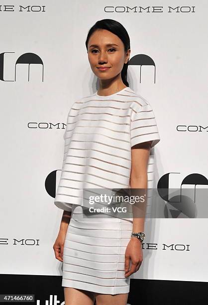 Actress Yuan Quan attends show of Supermodel Lv Yan's label Comme Moi on April 28, 2015 in Beijing, China.