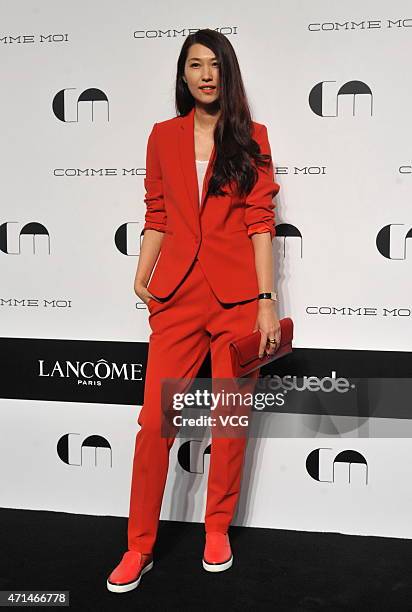 Styling designer Li Hui attends show of Supermodel Lv Yan's label Comme Moi on April 28, 2015 in Beijing, China.