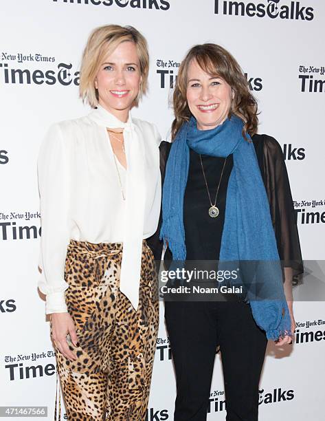 Actress Kristen Wiig and director Shira Piven attend TimesTalks presents an evening with Kristen Wiig and Shira Piven at The TimesCenter on April 28,...
