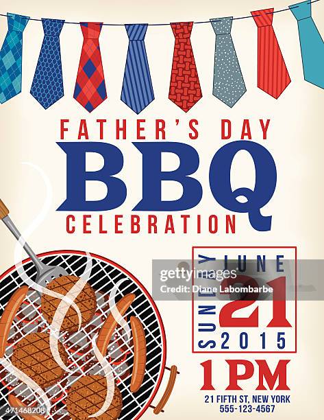 father's day bbq invitation template - fathers day lunch stock illustrations