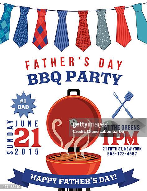 father's day bbq invitation template - fathers day lunch stock illustrations