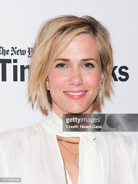 Actress Kristen Wiig attends TimesTalks presents an evening with Kristen Wiig and Shira Piven at The TimesCenter on April 28, 2015 in New York City.