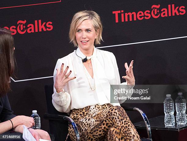 Actress Kristen Wiig attends TimesTalks presents an evening with Kristen Wiig and Shira Piven at The TimesCenter on April 28, 2015 in New York City.