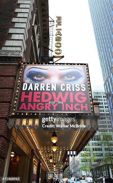 Theatre Marquee unveiling for Darren Criss starring in 'Hedwig and the Angry Inch' at the Belasco Theatre on April 28, 2015 in New York City.