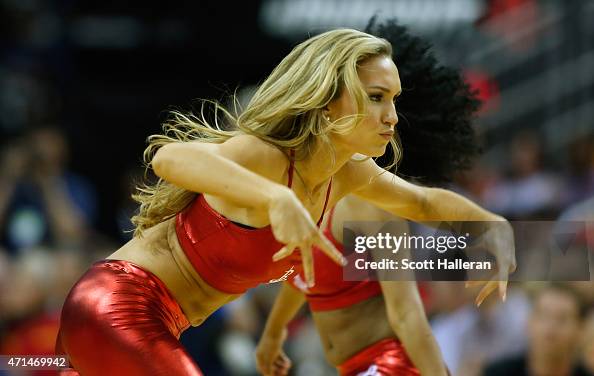 Houston Rockets Dance A Houston Rockets Power Dancer performs on the court during their ...