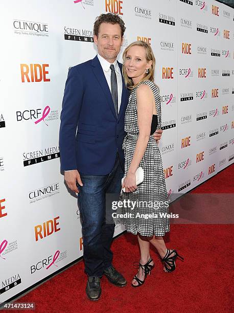 James Tupper and actress Anne Heche arrive at the premiere of "Ride" at ArcLight Hollywood on April 28, 2015 in Hollywood, California.