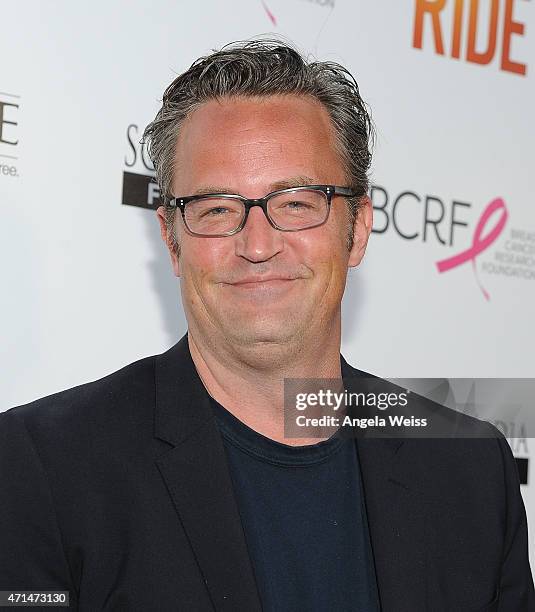 Actor Matthew Perry arrives at the premiere of "Ride" at ArcLight Hollywood on April 28, 2015 in Hollywood, California.