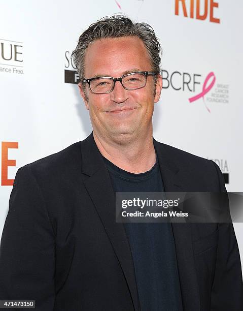 Actor Matthew Perry arrives at the premiere of "Ride" at ArcLight Hollywood on April 28, 2015 in Hollywood, California.