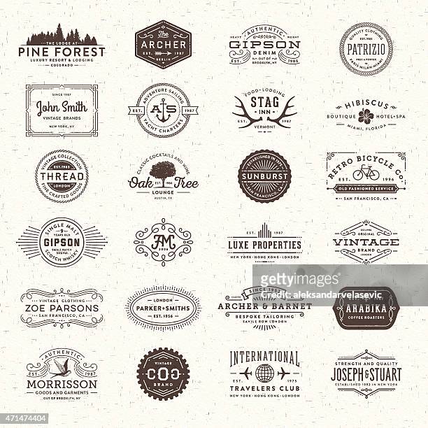 badges, labels and frames - old fashioned stock illustrations