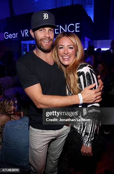 Perosnality Cat Deeley and guest attend the Samsung Studio LA Launch Event across from the Grove on April 28, 2015 in Los Angeles, California.